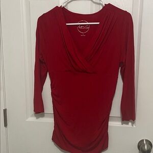 Inc Red V-Neck Women's Top